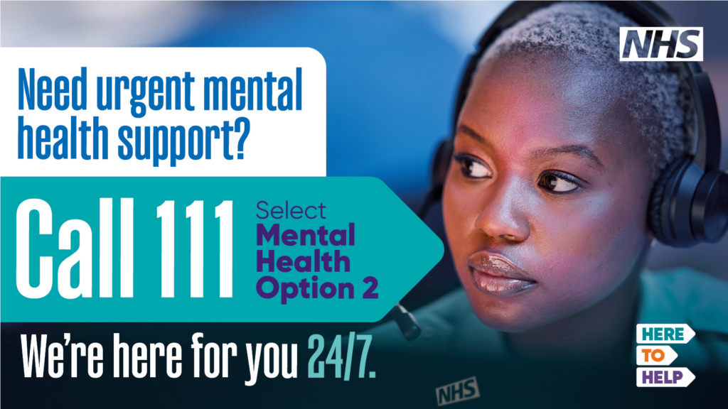 Image of telephone operator - need urgent mental health support call 111 select option 2