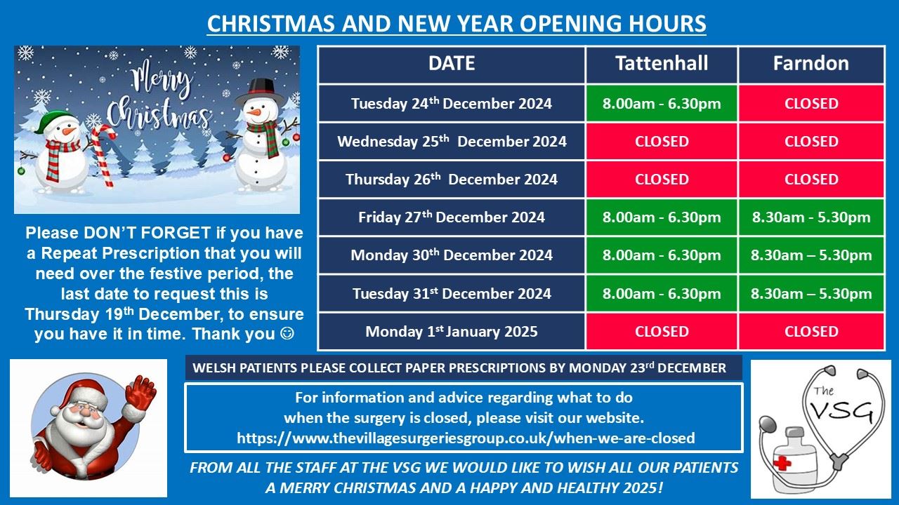 Poster image with Opening Time Information over Christmas and New Year 