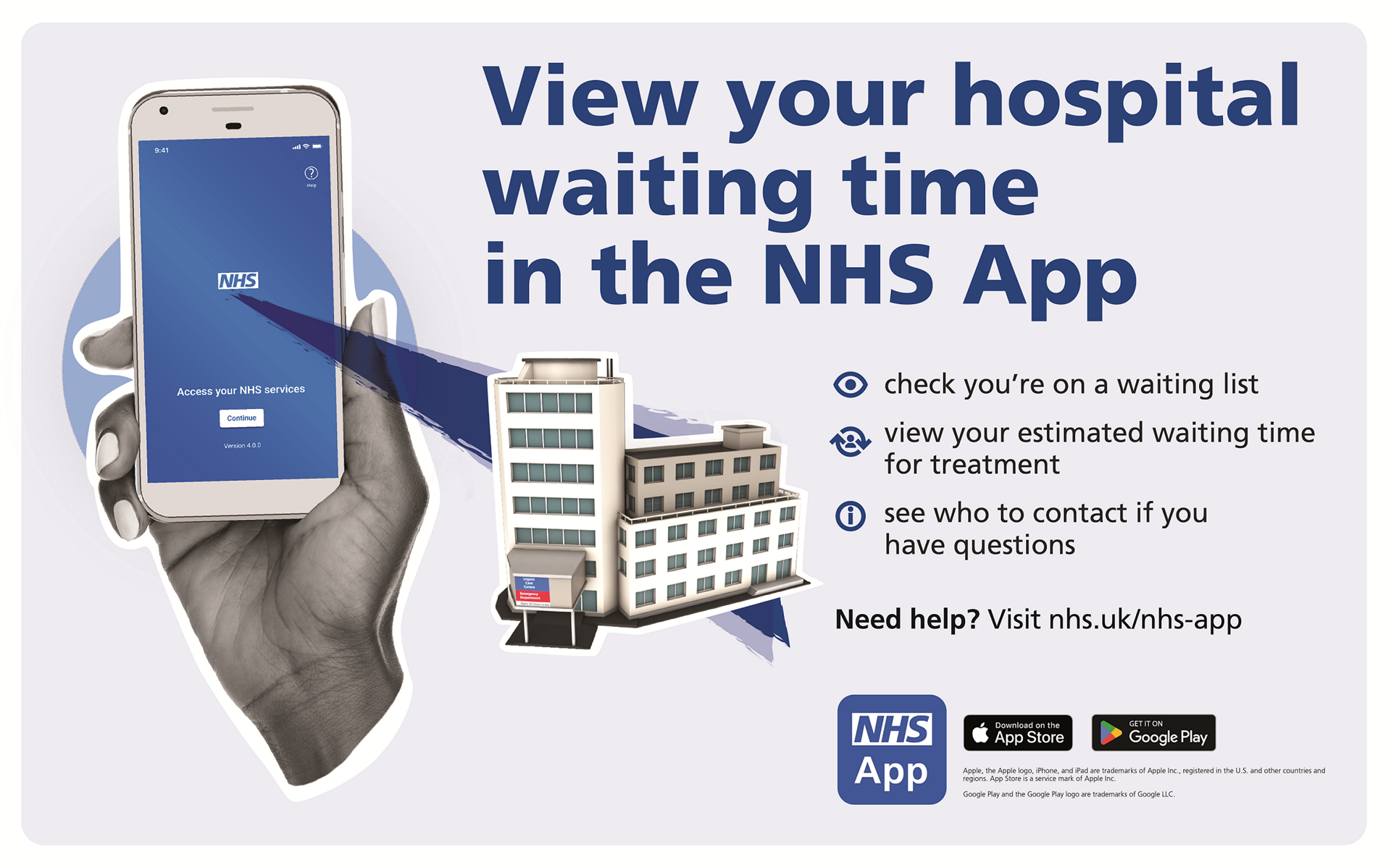 View hospital waiting times in the NHS App 