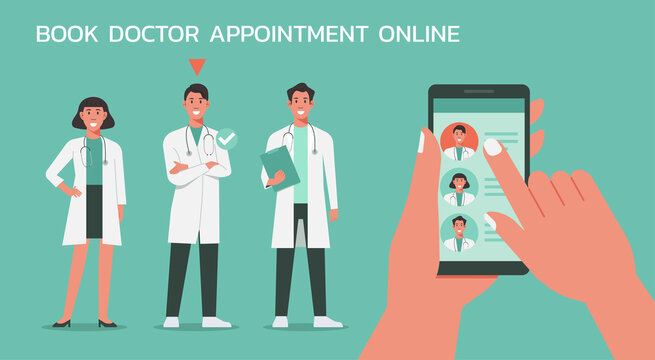 Image showing three doctors book appointment online